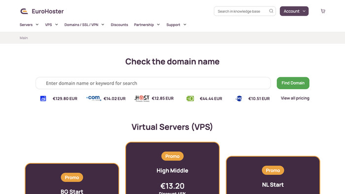 EuroHoster screenshot