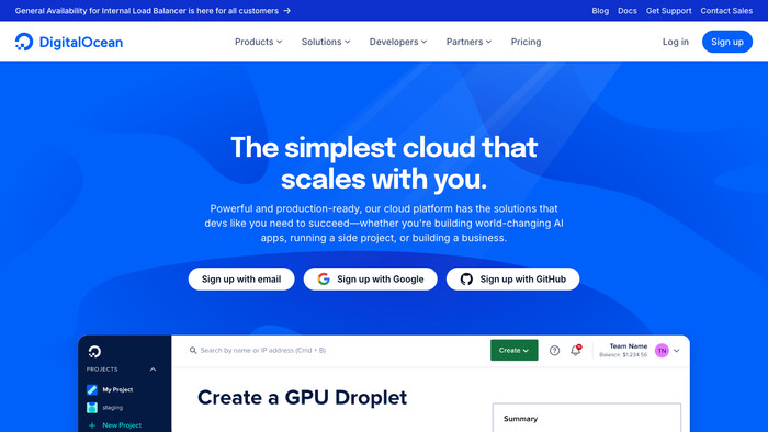 DigitalOcean screenshot