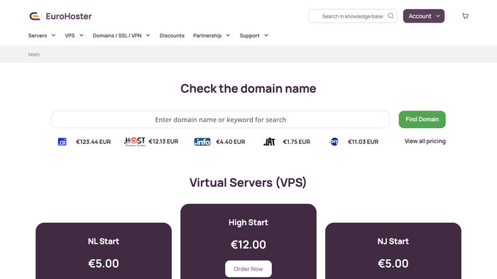 EuroHoster screenshot