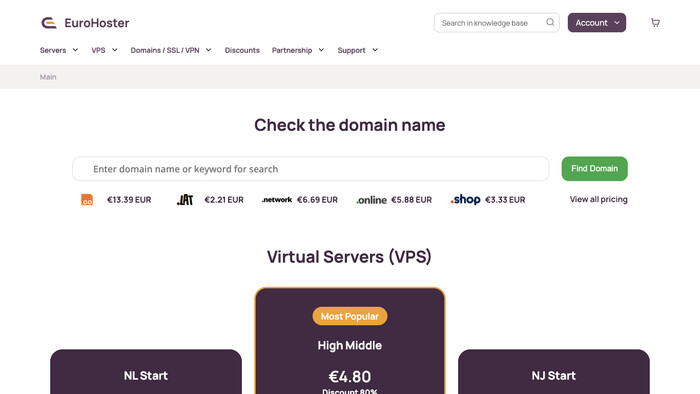 EuroHoster screenshot