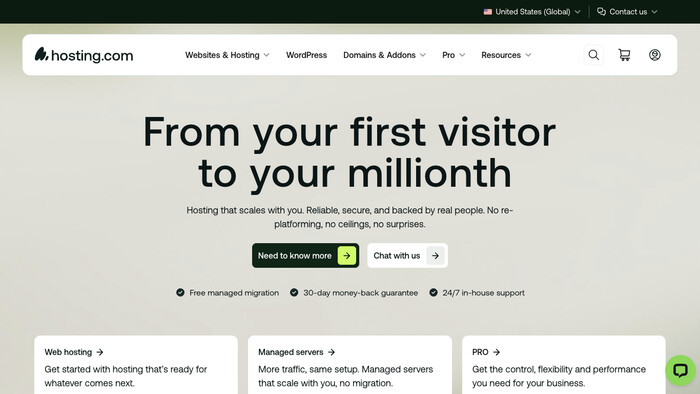 Hosting.com screenshot