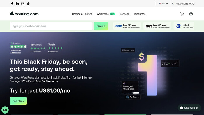 Hosting.com screenshot