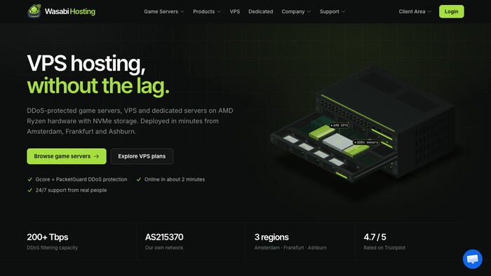 Wasabi Hosting screenshot