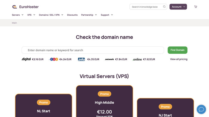 EuroHoster screenshot