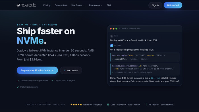 Hostodo screenshot