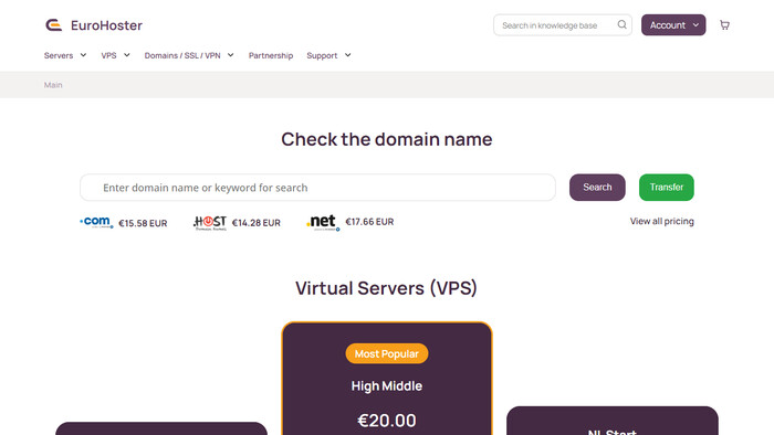 EuroHoster screenshot