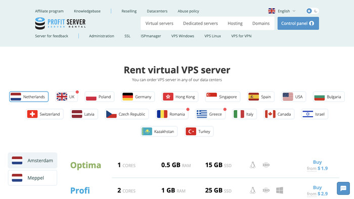 ProfitServer.net screenshot