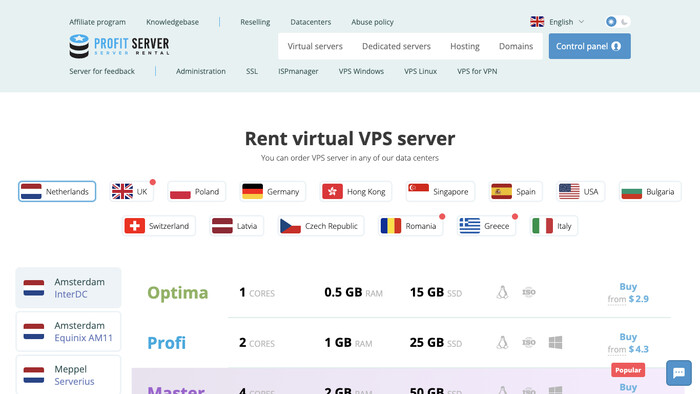 ProfitServer.net screenshot